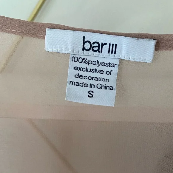 Bar lll nude/mauve sheer blouse with navy lace detail - Picture 4 of 4